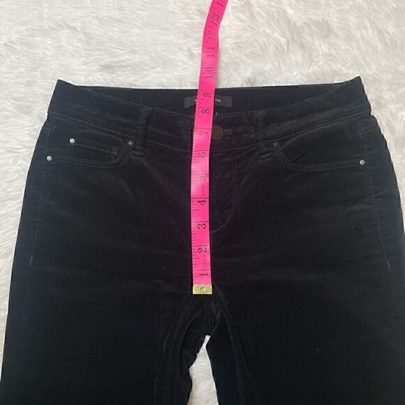 Ann Taylor Black Velvet Pants Size 0 Skinny Modern Fit Velour Stretch Low Rise - Picture 7 of 12